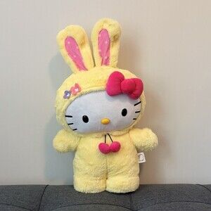 Sanrio Hello Kitty Bunny Rabbit Plush Stuffed Animal Yellow Pink White Bow